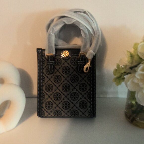 Tory Burch brand new!!! MINI T MONOGRAM TOTE- Cute as a crossbody as well! - Picture 5 of 7